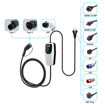 3.5кВт 7кВт 11кВт Ev зарядное устройство Ac портативная зарядная установка IP65 водонепроницаемая