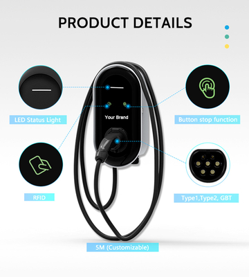 220Vac /-10% Выходное напряжение 7kw Type2 Wallbox 32A Carica e Gioca EV зарядка для дома