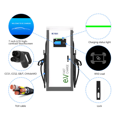Гостиницы Апартаменты 3-фазный Dual Smart DC Fast EV Charger с интерфейсом CCS1 CCS2 GB/T CHAdeMO